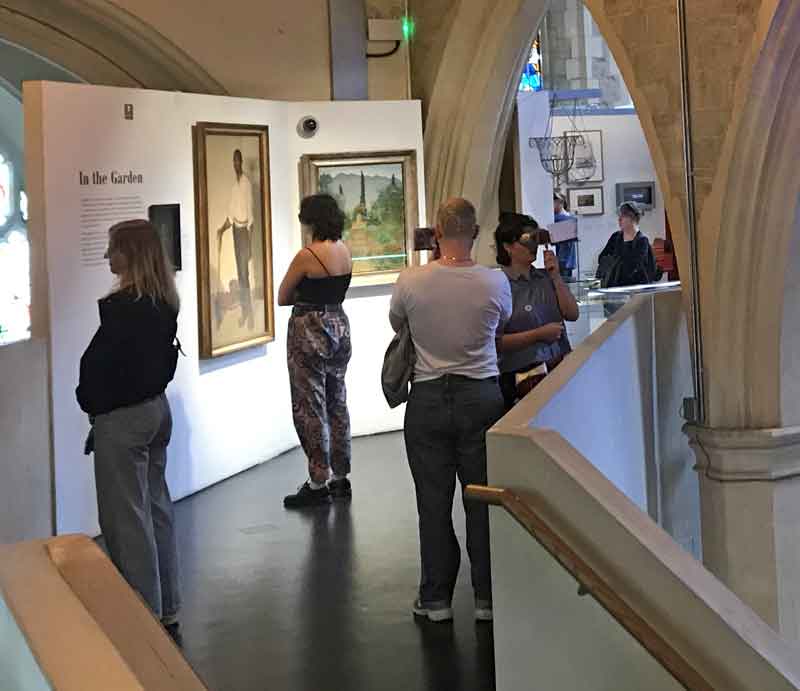 Garden Museum Visitors viewing exhibits on the mezzanine floor.