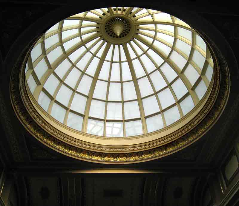National Gallery dome The gilt framework and glass from the interior.