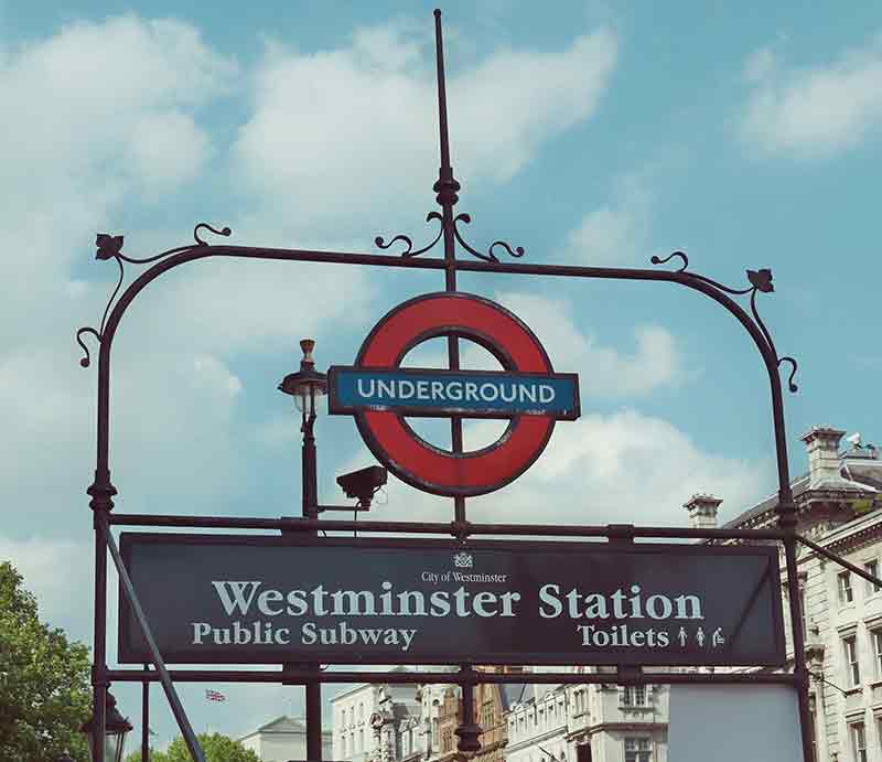 Ornate entrance sign to the subway.